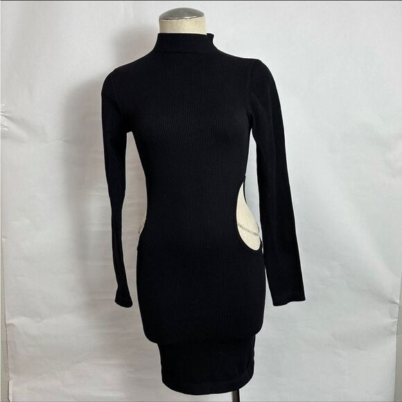 Zara Ribbed Open Side Mock Neck Sweater 335 - Picture 1 of 5